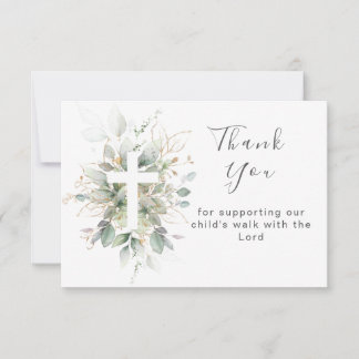 Greenery foliage Baptism Flat Hartelijk dank Bedankkaart