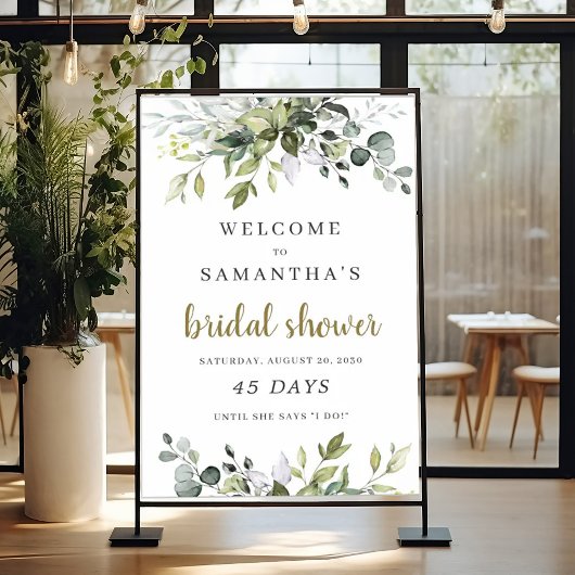 Greenery foliage boho vrijgezellenfeest coundown s poster