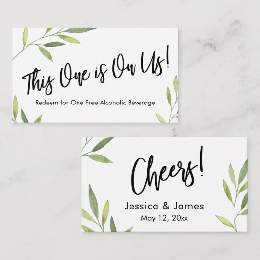 Greenery Foliage Drink Ticket Enclosure Kaarten (Voorkant / Achterkant)