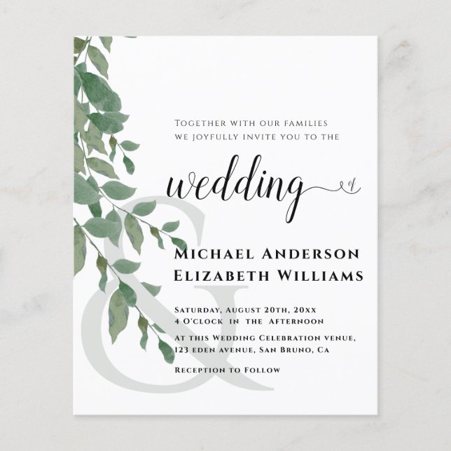 Greenery Foliage Eucalyptus Wedding Invitation (Voorkant)