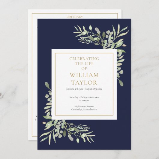 Greenery Foliage Funeral Memorial Order of Service Programma (Voorkant / Achterkant)