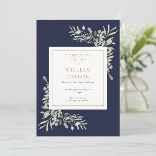 Greenery Foliage Funeral Memorial Order of Service Programma (Staand voorkant)