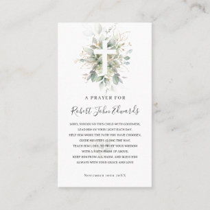 Greenery Foliage Gender Neutral Baptism Prayer Contactkaartje