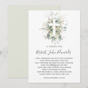 Greenery Foliage Gender Neutral Baptism Prayer Kaart