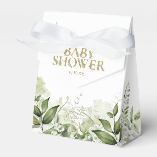 Greenery Foliage Gold Baby shower Favor Box Bedankdoosjes (Voorkant Zijde)