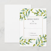 Greenery Foliage Gold Geometric Wedding RSVP Card (Voorkant / Achterkant)