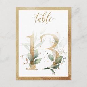 Greenery Foliage Gold Table Numbers, Tabel 13 Card Briefkaart
