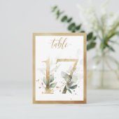 Greenery Foliage Gold Table Numbers, Tabel 17 Card Briefkaart (Staand voorkant)