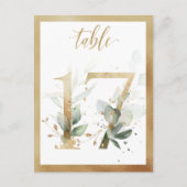 Greenery Foliage Gold Table Numbers, Tabel 17 Card Briefkaart (Voorkant)