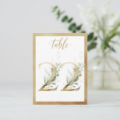 Greenery Foliage Gold Table Numbers, Tabel 22 Card Briefkaart (Staand voorkant)