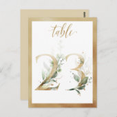 Greenery Foliage Gold Table Numbers, Tabel 23 Card Briefkaart (Voorkant / Achterkant)