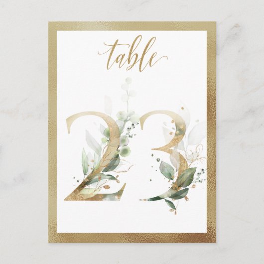 Greenery Foliage Gold Table Numbers, Tabel 23 Card Briefkaart (Voorkant)