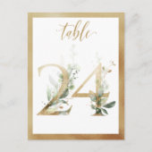 Greenery Foliage Gold Table Numbers, Tabel 24 Card Briefkaart (Voorkant)
