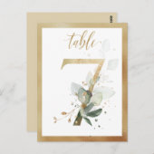 Greenery Foliage Gold Table Numbers, Tabel 7 Card Briefkaart (Voorkant / Achterkant)