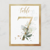 Greenery Foliage Gold Table Numbers, Tabel 7 Card Briefkaart (Voorkant)
