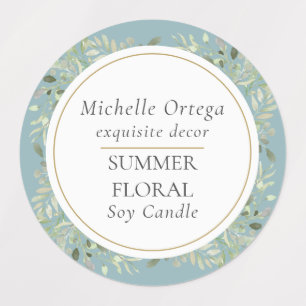 Greenery Foliage Modern Elegant Gold Circle Labels