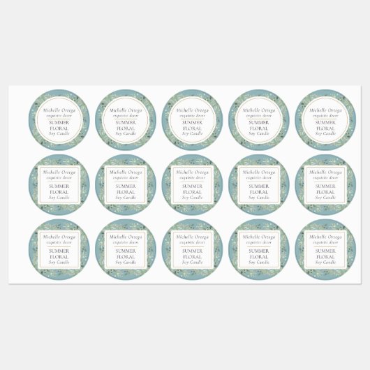 Greenery Foliage Modern Elegant Gold Circle Labels (Vel)