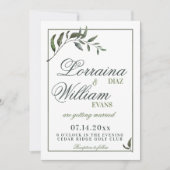 Greenery Foliage Olive Branch Elegant Wedding Kaart (Voorkant)