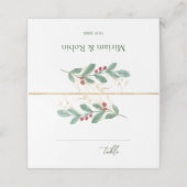 Greenery Foliage Red Berry Place Card (Buitenkant ongevouwen)