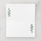 Greenery Foliage Red Berry Place Card (Binnenkant ongevouwen)