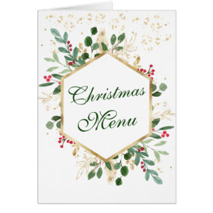 Greenery Foliage Red Berry Wedding Christmas Menu