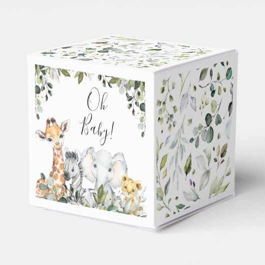 Greenery Foliage Safari Baby shower Favor Box Bedankdoosjes (Achterkant)