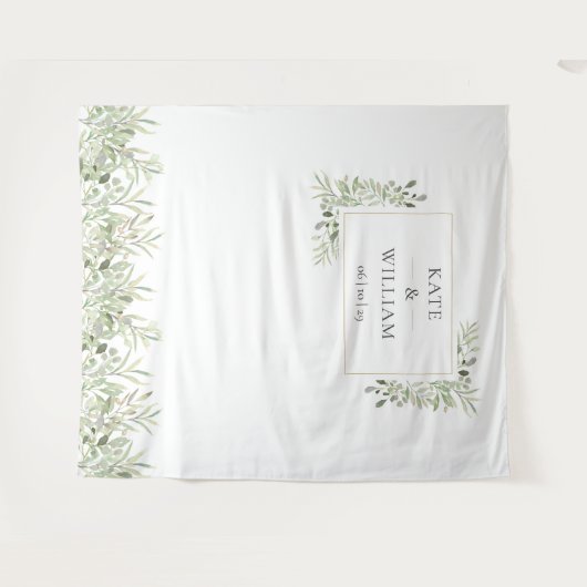 Greenery Foliage Weddenschap Foto Booth Backdrop Wandkleed (Voorkant (horizontaal))