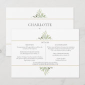 Greenery Foliage Wedding Details Informatiekaartje (Voorkant / Achterkant)