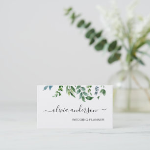 Greenery Foliage Wedding Planner Elegant Modern Visitekaartje