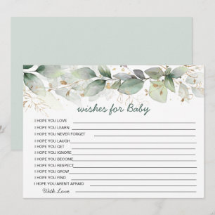 Greenery foliage Wishes for Baby shower Game Kaart