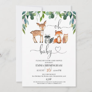 Greenery Foliage Woodland Oh Baby Baby shower Kaart