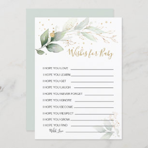 Greenery foliage Wöting for Baby shower Game Invit Kaart