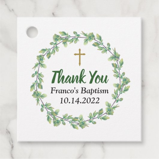 Greenery Foliage Wreath on Marble Sticker Bedankjes Labels (Voorkant)