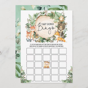 Greenery Forest Bingo Boy Baby shower Game Card Kaart