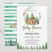 Greenery Forest Woodland Animals Baby shower Kaart (Voorkant / Achterkant)