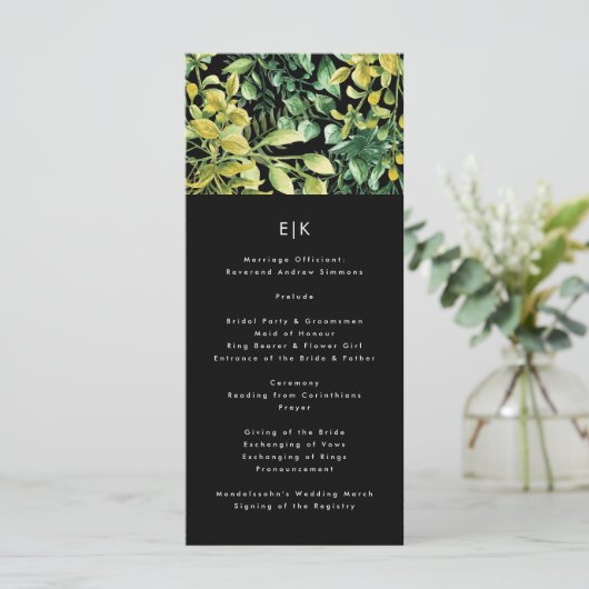Greenery Fresh Leaf Modern Wedding Programme Programma (Staand voorkant)