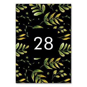 Greenery Fresh Leaf Modern Wedding Table Numbers Kaart