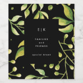 Greenery Fresh Leaf Modern Wedding Wijn Etiket (Enkel label)