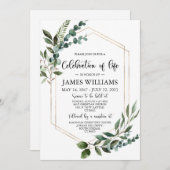 Greenery Funeral Celebration of life Invitation Kaart (Voorkant / Achterkant)