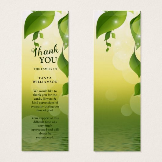 Greenery Funeral Dank u Bladwijzer Mini Visitekaartjes (Voorkant /achterkant)