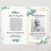 Greenery Funeral Memorial Order of Service Program (Voorkant / Achterkant)