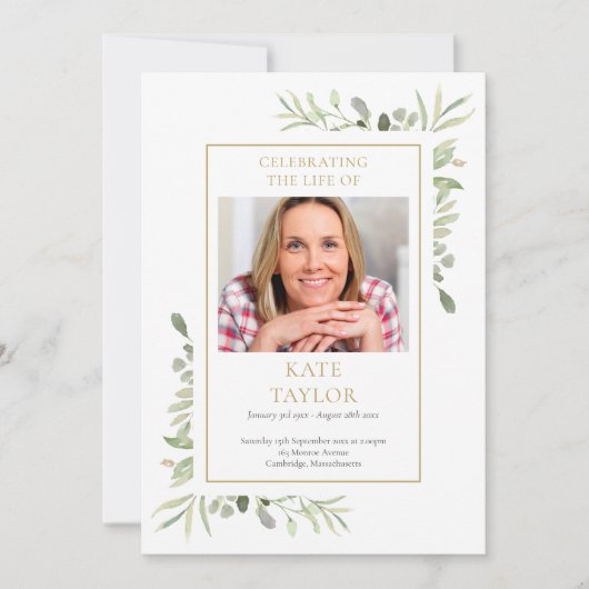 Greenery Funeral Memorial Order of Service Program Kaart (Voorkant)