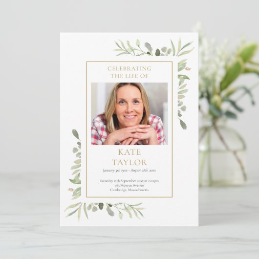 Greenery Funeral Memorial Order of Service Program Kaart (Staand voorkant)