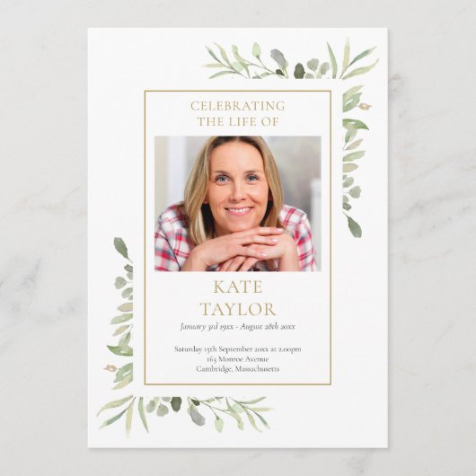 Greenery Funeral Memorial Order of Service Program Programma (Voorkant)