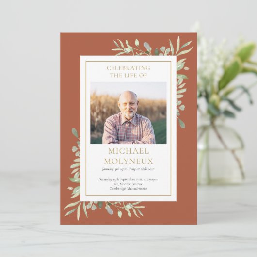 Greenery Funeral Memorial Order of Service Program Programma (Staand voorkant)