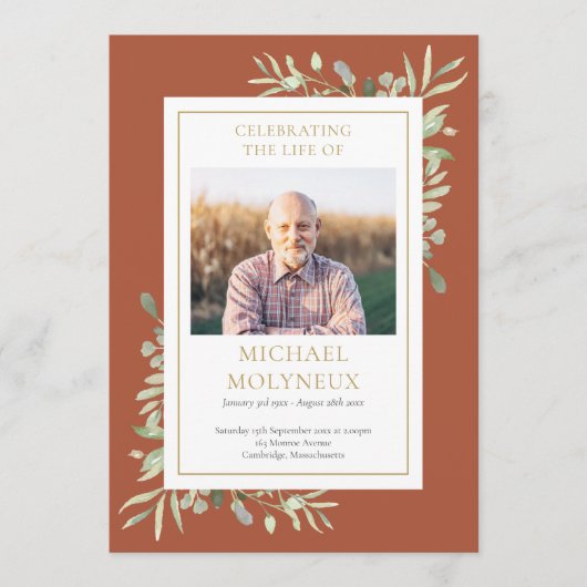 Greenery Funeral Memorial Order of Service Program Programma (Voorkant)