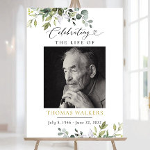 Greenery Funeral Welcome Sign, afdrukbare botanisc