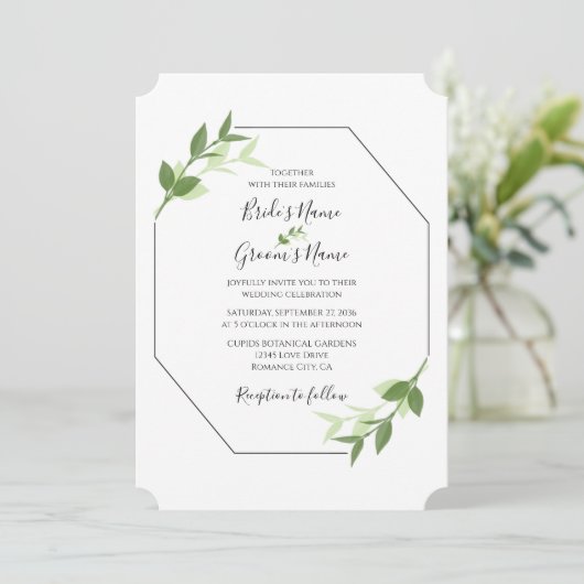 Greenery Garden laat Lijst bruiloft uitnodigen Kaart (Staand voorkant)