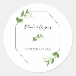 Greenery Garden Leaves Lijst Wedding Ronde Sticker