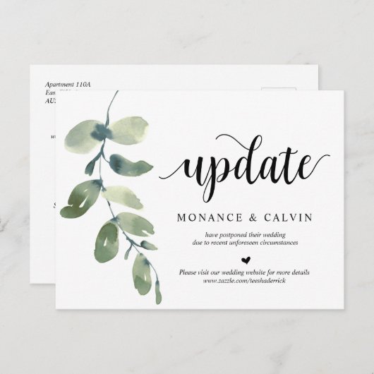 Greenery Garden, nodigt de update van de Datum uit Briefkaart (Voorkant / Achterkant)